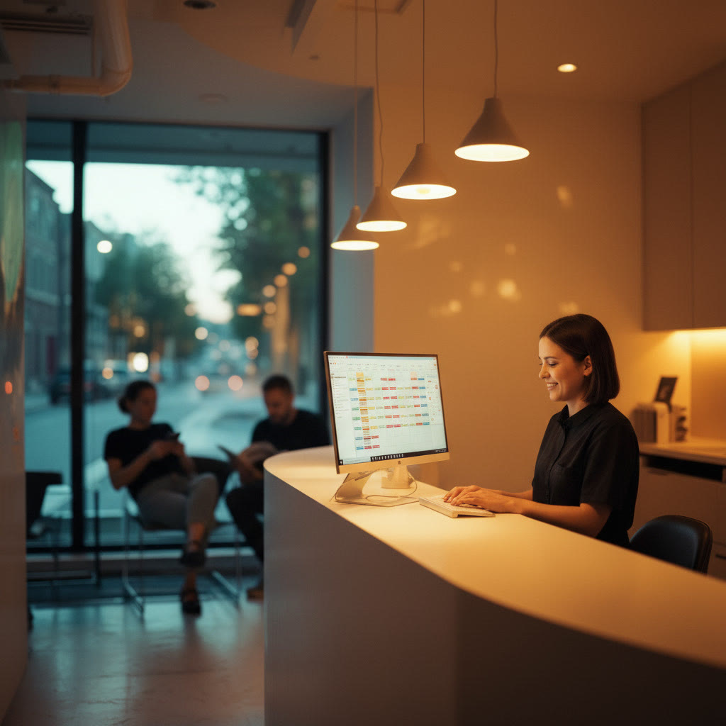 The same business after Synqall: busy, with a full booking calendar